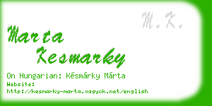marta kesmarky business card