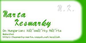 marta kesmarky business card